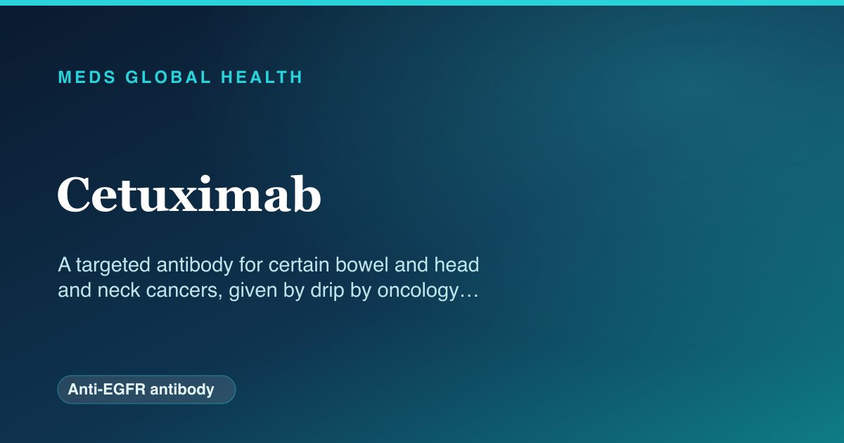 Cetuximab (Anti-EGFR antibody) — Meds Global Health reference card