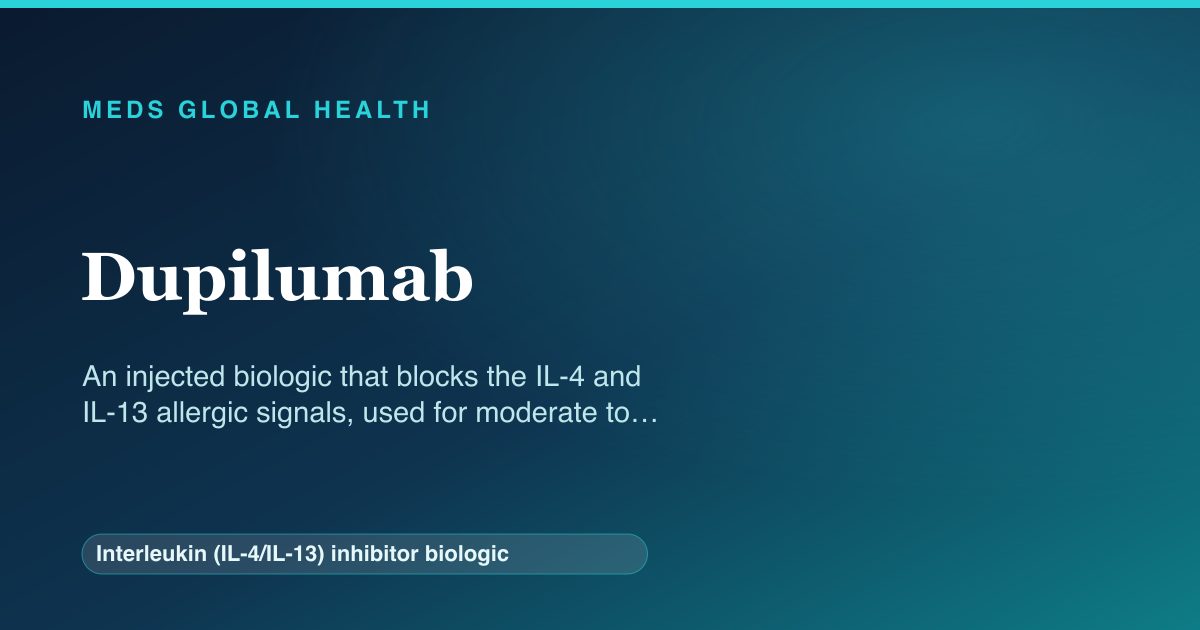 Dupilumab (Interleukin (IL-4/IL-13) inhibitor biologic) — Meds Global Health reference card