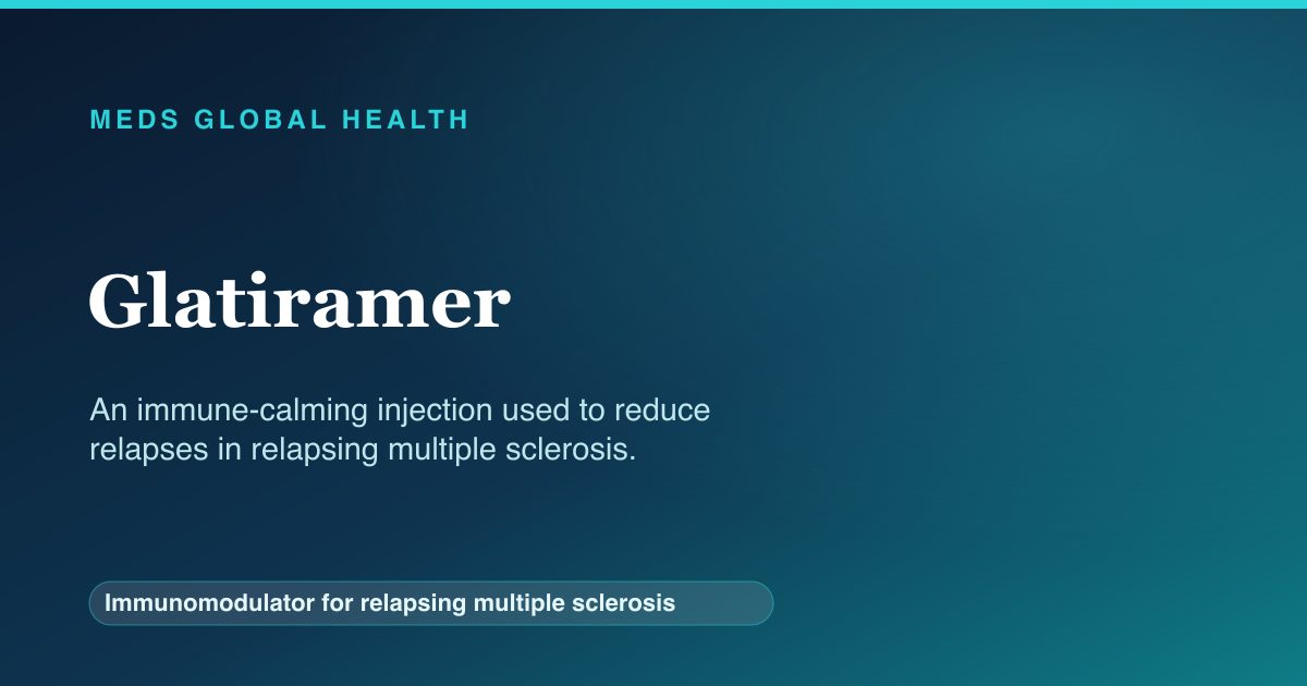 Glatiramer (Immunomodulator for relapsing multiple sclerosis) — Meds Global Health reference card