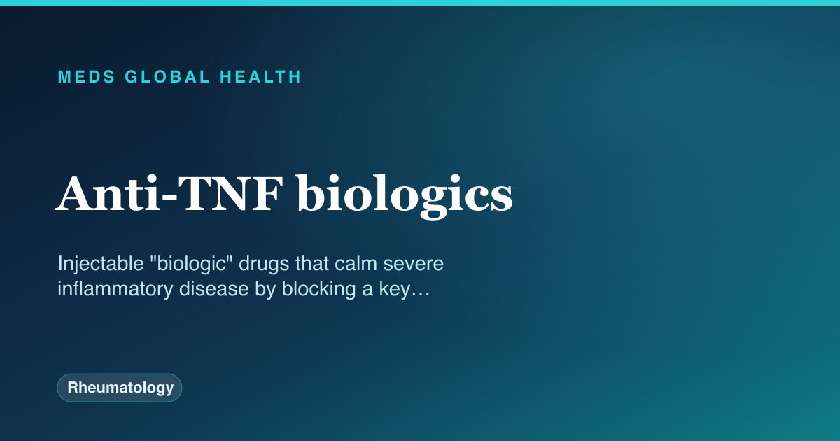 Anti-TNF biologics (Rheumatology) — Meds Global Health drug-class reference