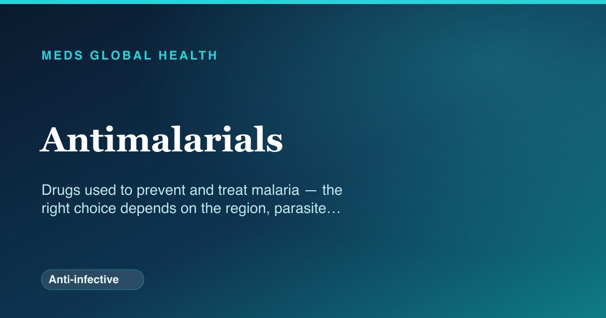Antimalarials (Anti-infective) — Meds Global Health drug-class reference