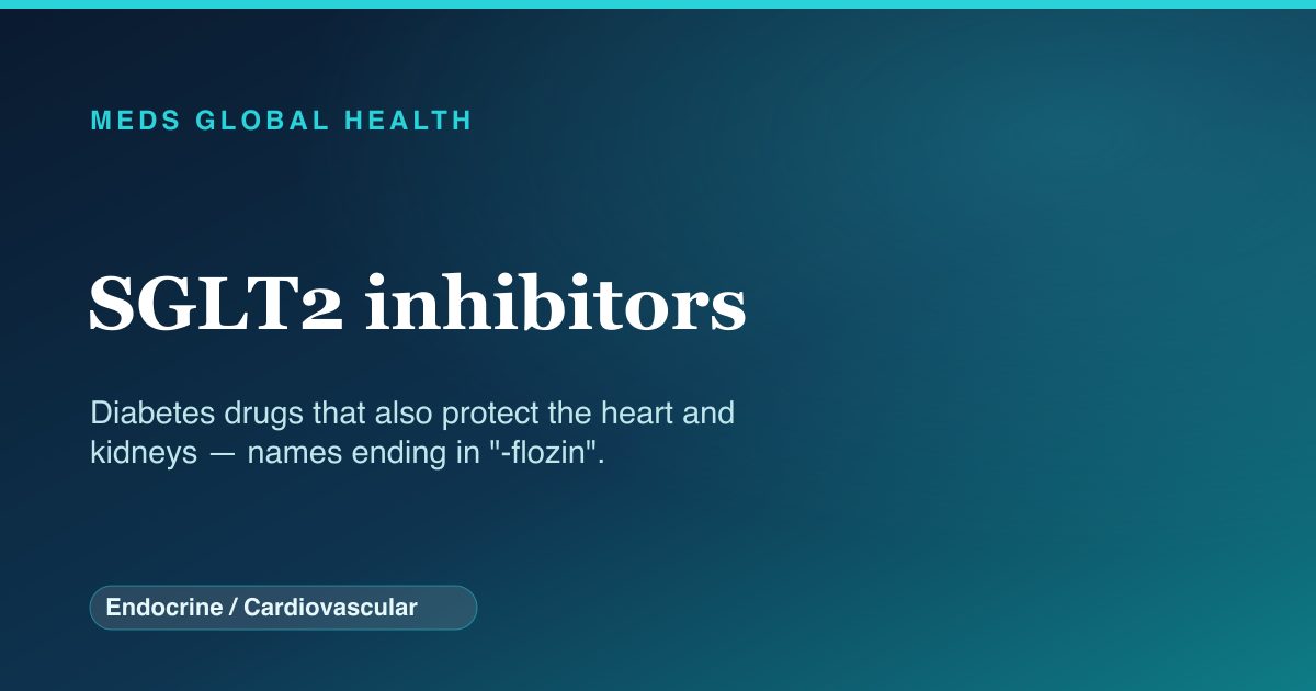 SGLT2 inhibitors (Endocrine / Cardiovascular) — Meds Global Health drug-class reference