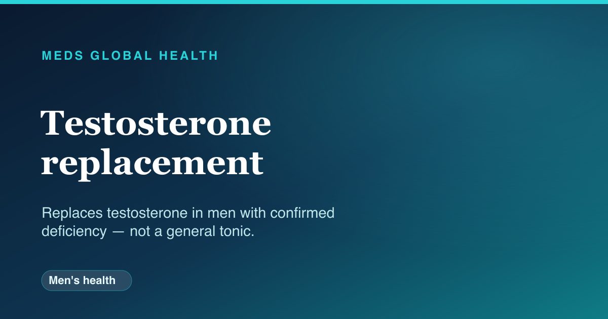Testosterone replacement (Men's health) — Meds Global Health drug-class reference
