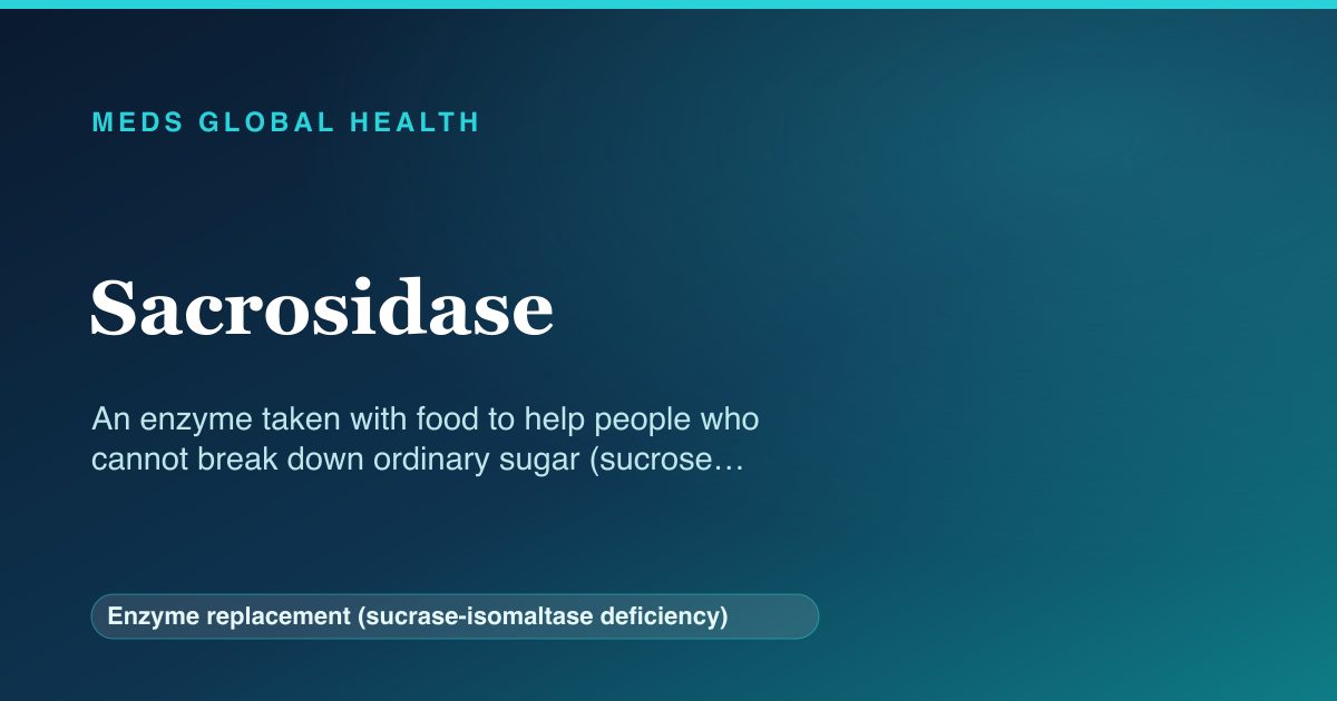 Sacrosidase (Enzyme replacement (sucrase-isomaltase deficiency)) — Meds Global Health reference card